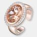 Genevive Sterling Silver Rose Gold Plated Morganite Cubic Zirconia Cocktail Open Ring - Pink - 8