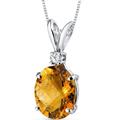 Peora Citrine Pendant Necklace 14 Karat White Gold Oval 2.27 Carats - Orange