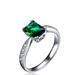 Genevive Sterling Silver With Emerald & Diamond Cubic Zirconia Emerald Cut French Pave Ring - Grey - 8