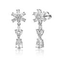 Genevive Sterling Silver with Clear Cubic Zirconia Cluster Snowflake Formal Dangle Earrings - Grey