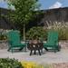 Merrick Lane Ayala 3 Piece Outdoor Leisure Set with Set of 2 Green Poly Resin Adirondack Chairs and Star and Moon Iron Fire Pit - Green