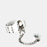 Vigor Rock Ring Conjoined Ghost Head Leather Bracelet Dance Show Accessories - White