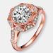 Genevive Sterling Silver Rose Gold Plated Cubic Zirconia Vintage Ring - Pink - 7