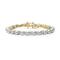 Genevive Sterling Silver Tennis Bracelet with White Pearls and Clear Cubic Zirconia Tennis Bracelet - Gold - 7