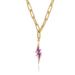 Rachel Glauber 14K Gold Plated Cubic Purple Zirconia Charm Necklace - Gold