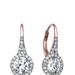 Genevive GENEVIVE Sterling Silver Rose Gold Plated Cubic Zirconia Halo Leverback Drop Earrings - Pink - 21MM