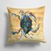 Caroline's Treasures 14 in x 14 in Outdoor Throw PillowBlue Male Crab Sandy Beach Fabric Decorative Pillow - 15 X 15 IN