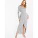 Quiz Long Sleeve Sequin Wrap Evening Dress - Grey - 4