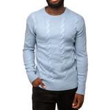 X RAY Crewneck Cable Knitted Pullover Sweater - Blue - 3XL