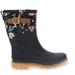 Western Chief Women's Brushed Petals Mid Rain Boot - Black - US 7