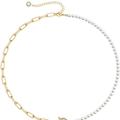 Rachel Glauber Rachel Glauber 14K Gold Plated Initial Pearl Link Chain Necklace - Gold - K