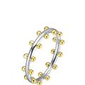 Rachel Glauber Rhodium and 14k Gold Plated Bead Band Ring - Gold - 6