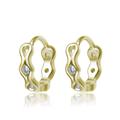 Genevive Cubic Zirconia Sterling Silver White Gold Plated Small Round Huggie Hoop Earrings - Gold