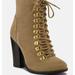 Rag & Co Goose-Feather Antique Beige High Heeled Ankle Boot - Brown - US 6