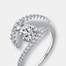 Genevive Sterling Silver Cubic Zirconia Pave Bypass Ring - Grey - 6