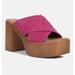 Rag & Co Matrix Criss Cross Strap Block Heel Sandals In Fuschia - Pink - US 5