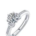 Stella Valentino Sterling Silver with 1ctw Round Lab Created Moissanite Solitaire Step Engagement Anniversary Promise Adjustable Ring - White - OS