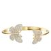 Rachel Glauber Rachel Glauber 14k Gold Plated with Diamond Cubic Zirconia French Pave Butterfly Open Cuff Bangle Bracelet - Gold