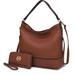 MKF Collection by Mia K Blake Two-Tone Whip stitches Vegan Leather Womenâ€™s Shoulder Bag With Wallet - 2 pieces - Brown