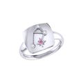 LuvMyJewelry Libra Scales Pink Tourmaline & Diamond Constellation Signet Ring In Sterling Silver - Grey - 9.5
