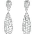 Genevive Genevive Sterling Silver Cubic Zirconia Pear Drop Earrings - White - 7.05 MM W X 29.57 MM L X D