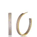 Genevive GENEVIVE Sterling Silver Gold Plated Cubic Zirconia Open Hoop Earrings - Gold - 4.78 W X 35.21 L X 1.65 D