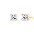 Haus of Brilliance AGS Certified 1/4 Cttw Princess-Cut Square Diamond 4-Prong Solitaire Stud Earrings - Yellow - OS