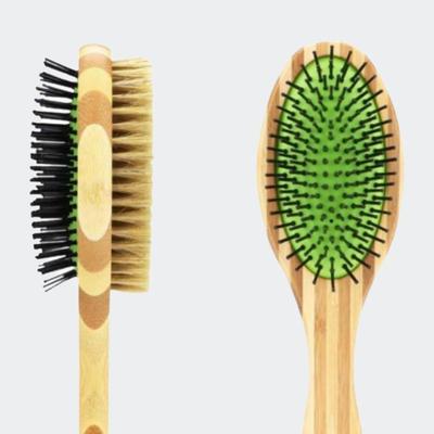 American Pet Supplies Dual Sided Dog Bamboo Grooming Brush - Brown