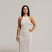 Vanity Couture Selena Textured Knit Backless Cover Up Dress In White - White - S