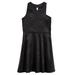 Ava & Yelly Embossed Satin A-Line Dress - Black