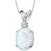 Peora 14 Karat White Gold Oval Shape Created Opal Diamond Pendant - White