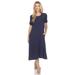 White Mark Women's Short Sleeve Midi Dress - Blue