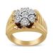 Haus of Brilliance 14K Yellow Gold Plated .925 Sterling Silver 1/3 Cttw Miracle-Set Floral Diamond Cluster Ring (I-J Color, I1-I2 Clarity) - Size 11 - Yellow - 11