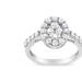 Haus of Brilliance .925 Sterling Silver 1.0 Cttw Brilliant-Cut Diamond Halo-Style Cluster Oval Ring - White - 6