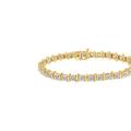 Haus of Brilliance Two-Tone 10K Yellow Gold over .925 Sterling Silver 1.0 Cttw Diamond S-Curve Link Miracle-Set Tennis Bracelet - Yellow - 8