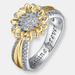 Rachel Glauber Rhodium And 14k Gold Plated Cubic Zirconia Nature Inspired Ring - Gold - 6