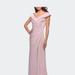 La Femme Satin Floor Length Gown With Ruched Detailing - Pink - 12