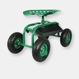 Sunnydaze Decor Rolling Garden Cart Tool Tray 360 Degree Swivel Utility Work Seat Planting - Green