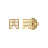 LuvMyJewelry City Arches Square Diamond Stud Earrings in 14K Yellow Gold Vermeil on Sterling Silver - Gold