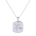 LuvMyJewelry Sagittarius Archer Blue Topaz & Diamond Constellation Tag Pendant Necklace In Sterling Silver - Grey