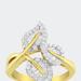 Haus of Brilliance 10k Yellow and White Gold 1/2 Cttw Baguette And Round Diamond Bypass Triple Leaf Ring - Yellow - 6