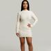 Vanity Couture Hailey High Neck Backless Sweater Dress In Ivory - White - L