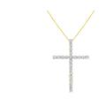 Haus of Brilliance 10K Yellow Gold Plated .925 Sterling Silver 4.0 Cttw Round Cut Diamond Cross Pendant Necklace - Yellow - 18