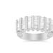 Haus of Brilliance .925 Sterling Silver 1.0 Cttw Baguette Cut Diamond Vertical Channel Fluted Multi-Row Unisex Fashion Wedding Ring - White - 7