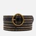 Amsterdam Heritage 35056 Soraya, Studded Leather Belt With Gold Round Buckle - Black - M-90