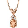 Peora 14K Rose Gold Oval Shape 0.75 Carats Morganite Diamond Pendant - Pink