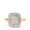Haus of Brilliance 10K Yellow Gold 1/2 Cttw Round And Princess Diamond Composite Head And Halo Ring - Ring Size 7 - Gold - 7