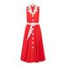 Deer You Adelaide Alluring Midi Dress in Red with White & Red Polka Dots - Red - 14