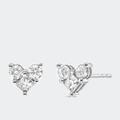 Haus of Brilliance 10K White Gold 1/2 Cttw Diamond 3 Stone Trio Heart Stud Earring - White - OS