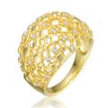 Rachel Glauber 14k Yellow Gold Plated With Cubic Zirconia Dome-Shaped Textured Nugget Ring - Gold - 8